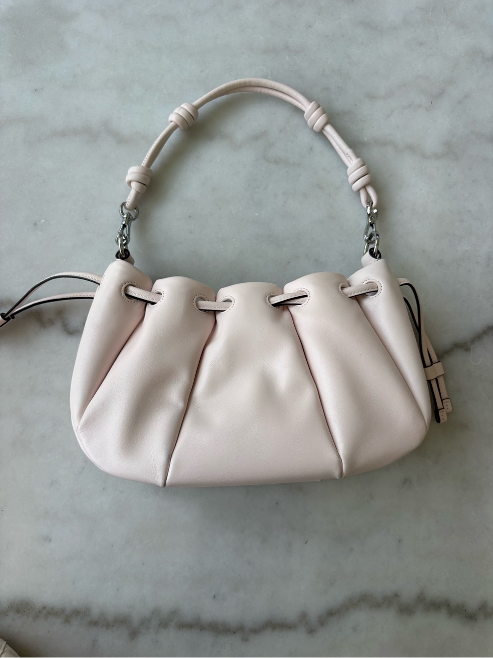 Kate Spade Leather Pinch Shoulder Crossbady Bag Powdered Sugar Pink